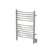 Amba Jeeves Model E Curved 12 Bar Hardwired Towel Warmer in Polished Stainless Corner View