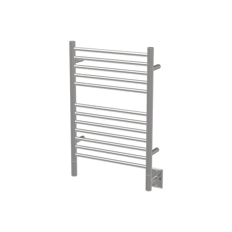 Amba Jeeves Model E Straight 12 Bar Hardwired Towel Warmer in Polished Stainless Corner View