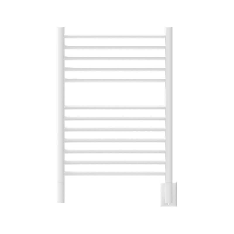 Amba Jeeves Model E Straight 12 Bar Hardwired Towel Warmer in White Front View