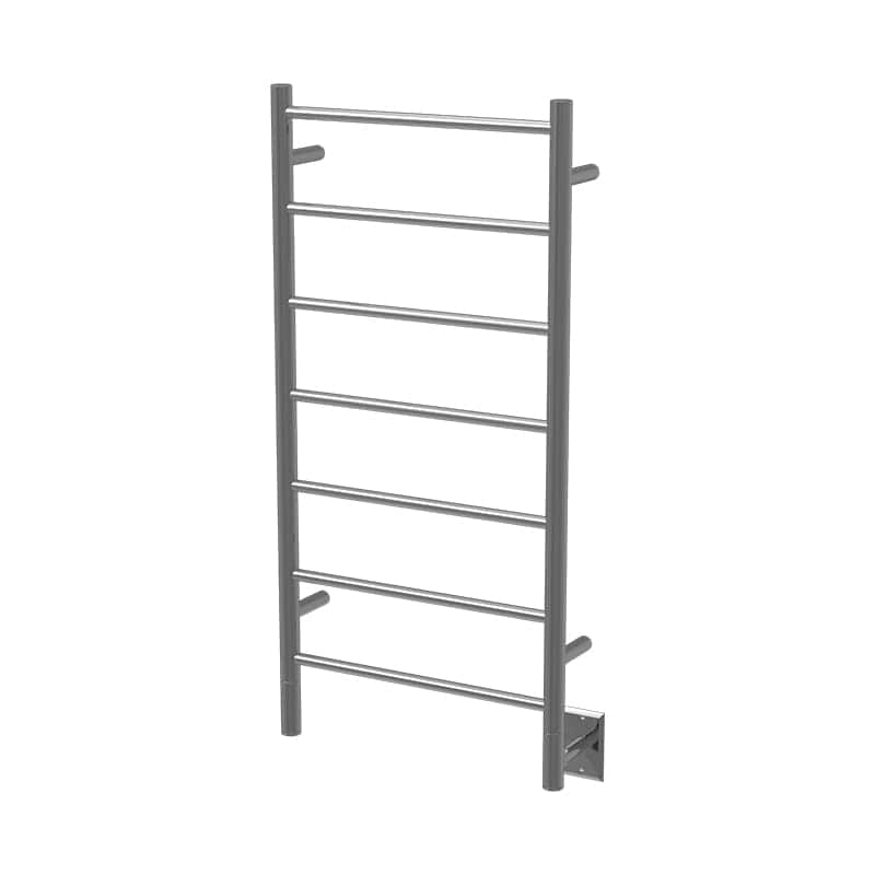 Amba Jeeves Model F Straight 7 Bar Hardwired Drying Rack in Brushed Stainless Corner View