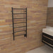 Amba Jeeves Model F Straight 7 Bar Hardwired Drying Rack in Oil Rubbed Bronze Corner View Lifestyle