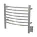 Amba Jeeves Model H Curved 7 Bar Hardwired Towel Warmer in Polished Stainless Corner View