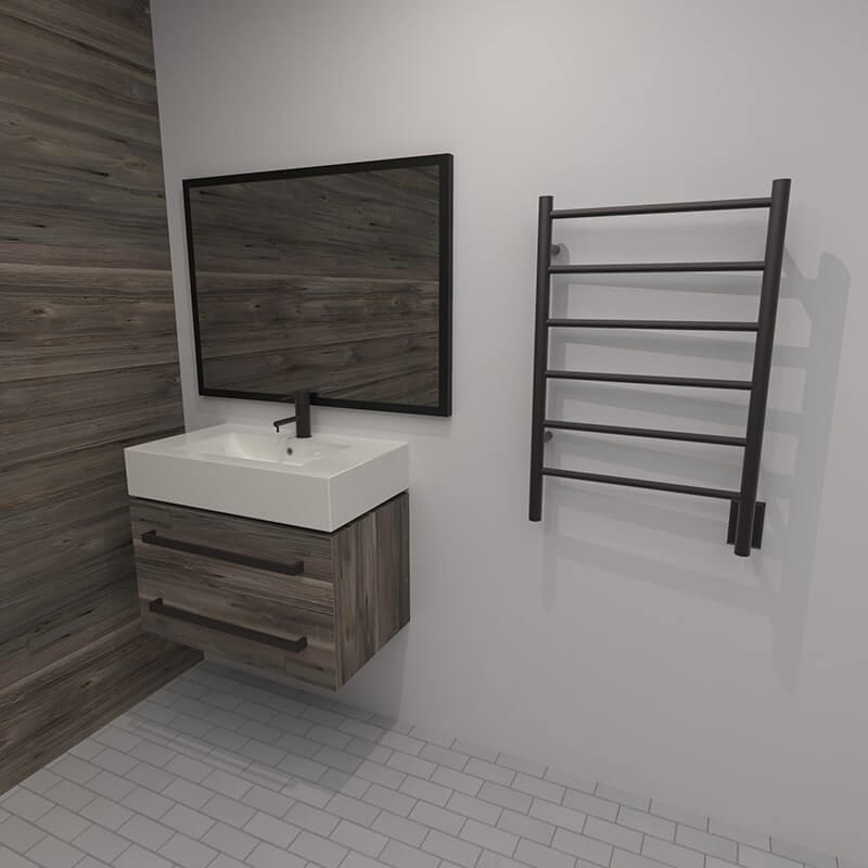 Amba Jeeves Model J Straight 6 Bar Hardwired Drying Rack in Oil Rubbed Bronze Lifestyle