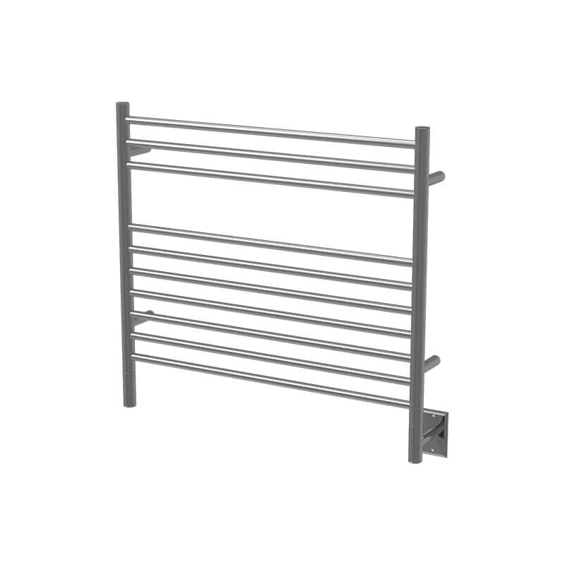 Amba Jeeves Model K Straight 10 Bar Hardwired Towel Warmer in Brushed Stainless Corner View