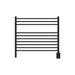 Amba Jeeves Model K Straight 10 Bar Hardwired Towel Warmer in Matte Black Front View