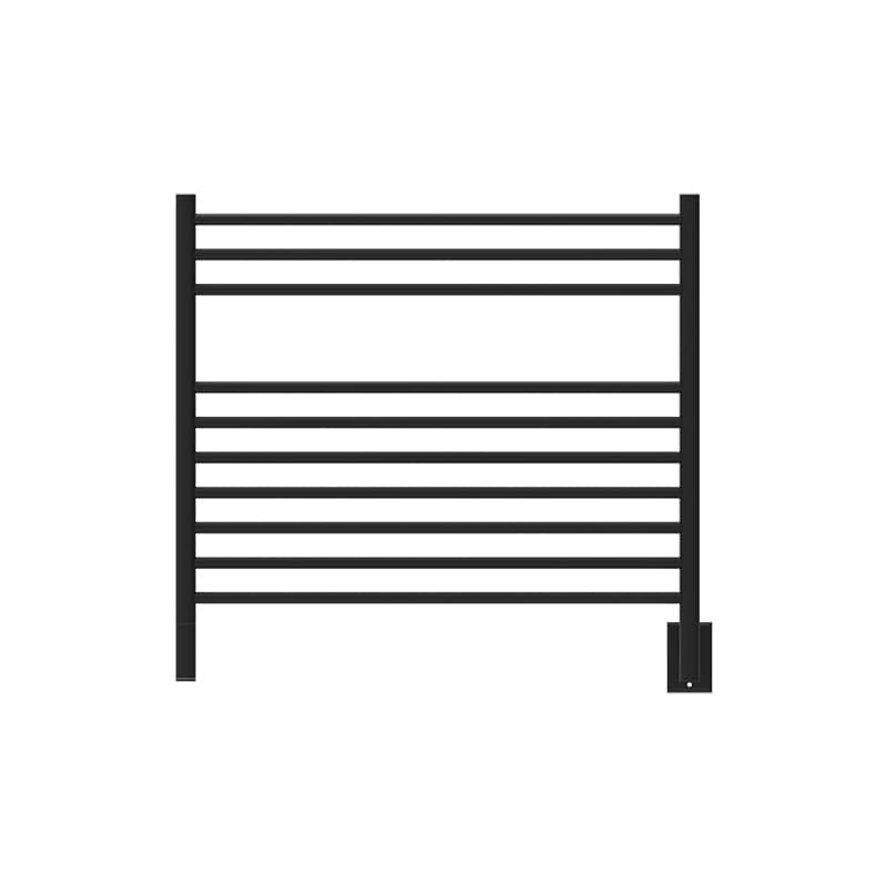 Amba Jeeves Model K Straight 10 Bar Hardwired Towel Warmer in Matte Black Front View