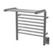 Amba Jeeves Model M Shelf 11 Bar Hardwired Towel Warmer in Brushed Stainless Corner View