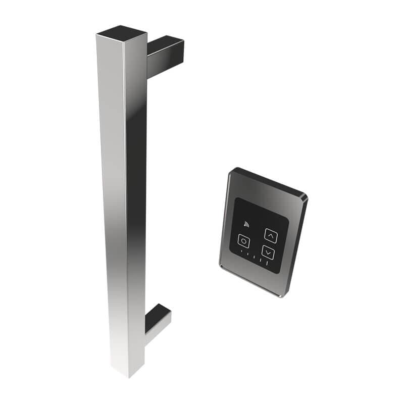 Amba Modello I Square 40 Hardwired Single Bar Polished Stainless Vertical Side View