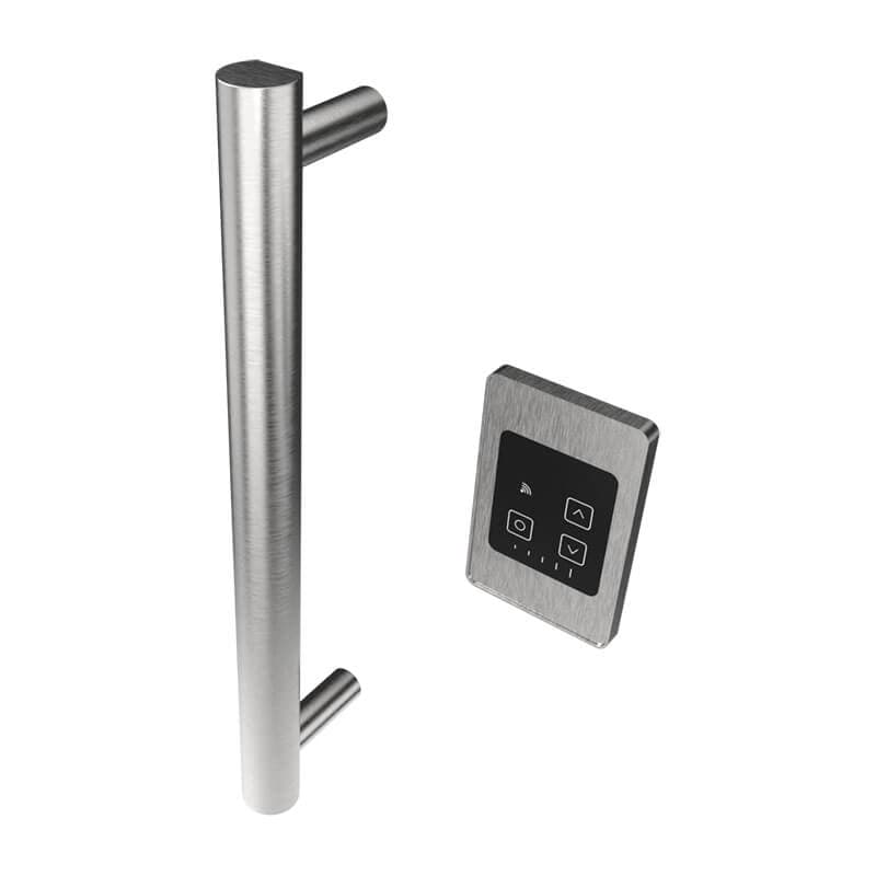 Amba Modello I Round 20 Inch Hardwired Single Bar Brushed Stainless Vertical Side View