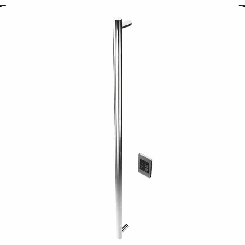 Amba Modello I Round 59 Inch Hardwired Single Bar Polished Stainless Vertical Side View