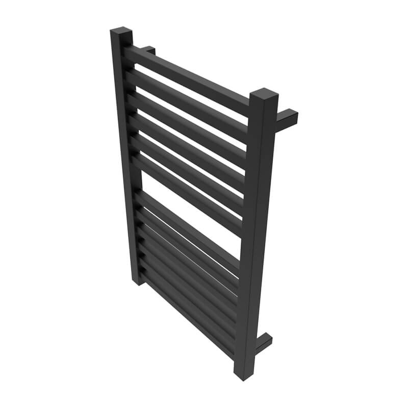 Amba Quadro Q2132.2 12 Bar Hardwired Towel Warmer in Matte Black Corner View