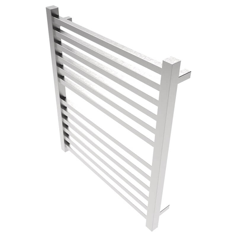 Amba Quadro Q2932.2 12 Bar Hardwired Towel Warmer in Brushed Stainless Corner View