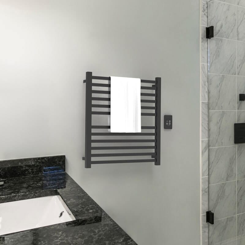 Amba Quadro Q2932.2 in Matte Black Front View Lifestyle With White Towel