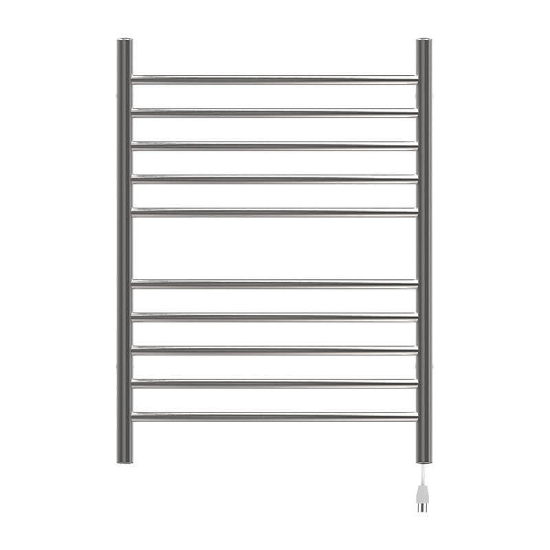 Amba Radiant Hardwired Curved 10 Bar Towel Warmer Brushed Stainless Plug in Front View