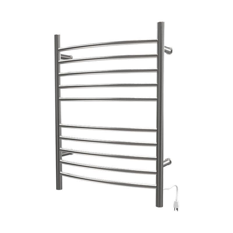 Amba Radiant Hardwired Curved Towel Warmer Brushed Stainless Plug in Side View
