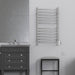 Amba Radiant Large Hardwired Curved 12 Bar Towel Warmer Polished Stainless Dual Gang Plate Front View Application