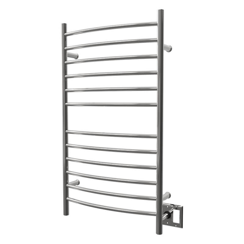 Amba Radiant Large Hardwired Curved Polished Stainless Dual Gang Plate Side View