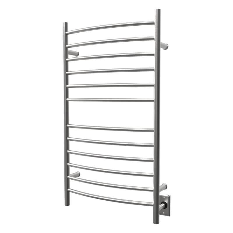Amba Radiant Large Hardwired Curved Towel Warmer Brushed Stainless Dual Gang Plate Side View