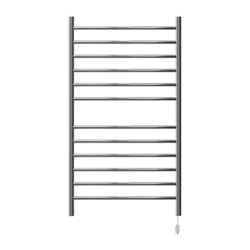Amba Radiant Large Hardwired Curved Towel Warmer Polished Stainless Plug in Font View