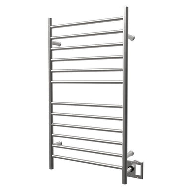 Amba Radiant Large Straight 12 Bar Towel Warmer Brushed Stainless Double Gang Plate Corner View