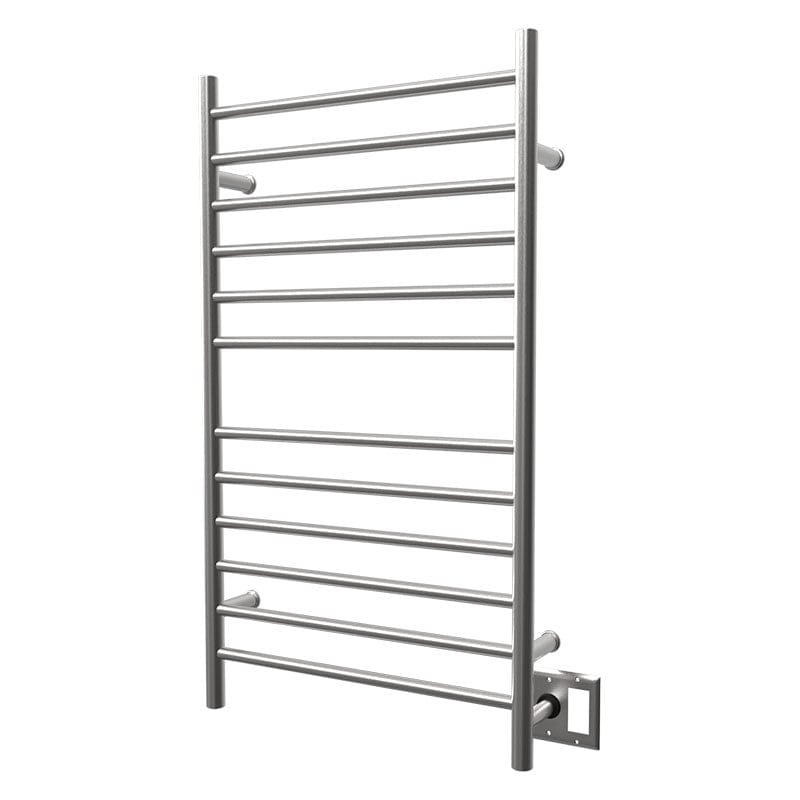 Amba Radiant Large Straight 12 Bar Towel Warmer Brushed Stainless Double Gang Plate Corner View