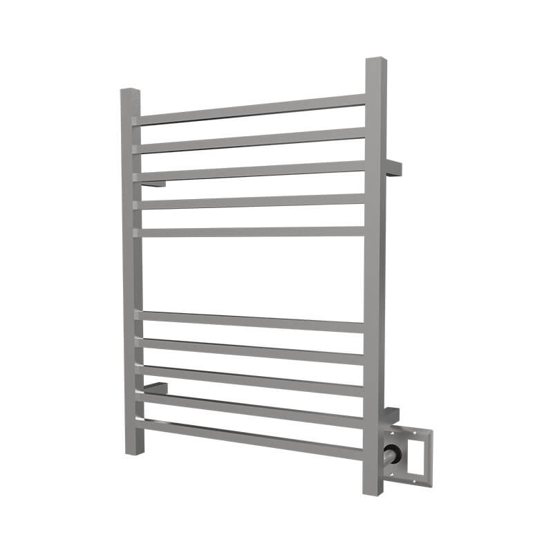 Amba Radiant Square Towel Warmer Brushed Stainless Dual Gang Plate Side View