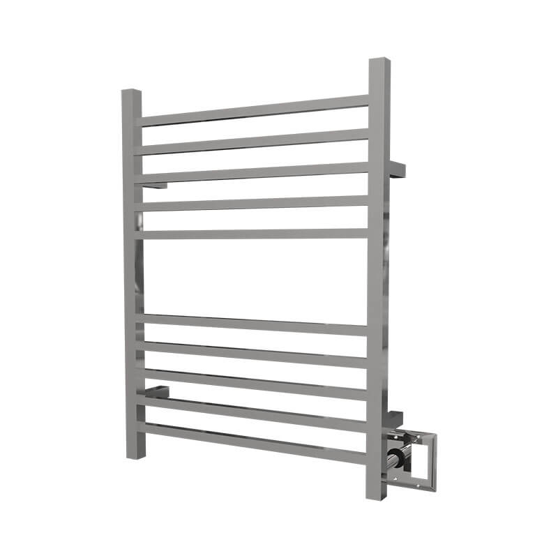 Amba Radiant Square Towel Warmer Polished Stainless Dual Gang Plate Side View
