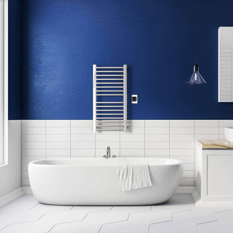 Amba Sirio s2142.2 16 Bar Hardwired Towel Warmer Polished Nickel Front View Lifestyle