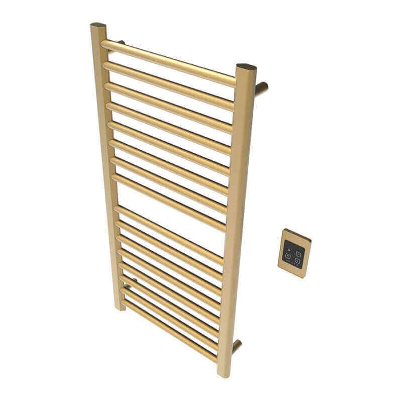 Amba Sirio s2142.2 16 Bar Hardwired Towel Warmer Satin Brass Corner View