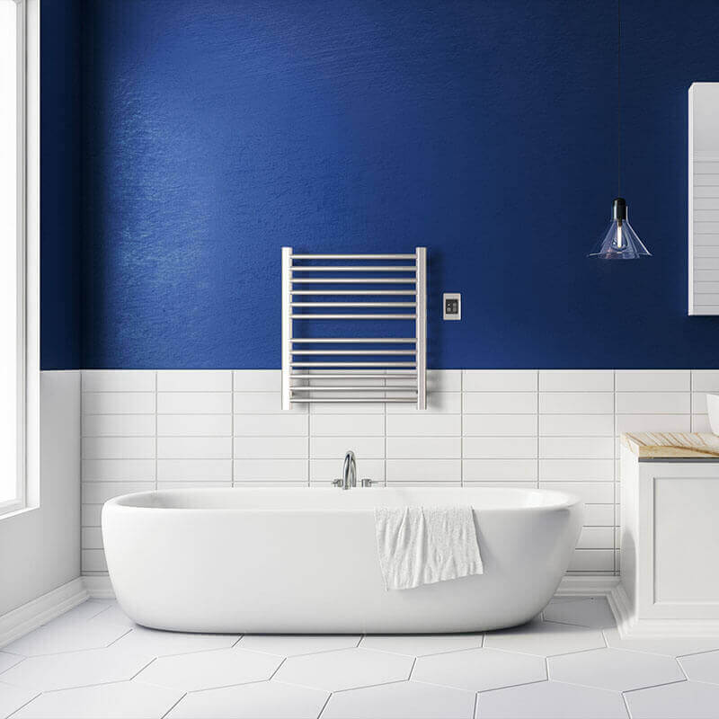 Amba Sirio s2932.2 12 Bar Hardwired Towel Warmer Polished Nickel Front View Lifestyle