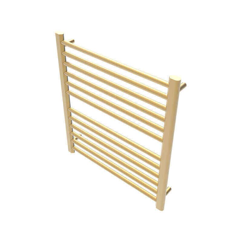 Amba Sirio s2932.2 12 Bar Hardwired Towel Warmer Satin Brass Corner View