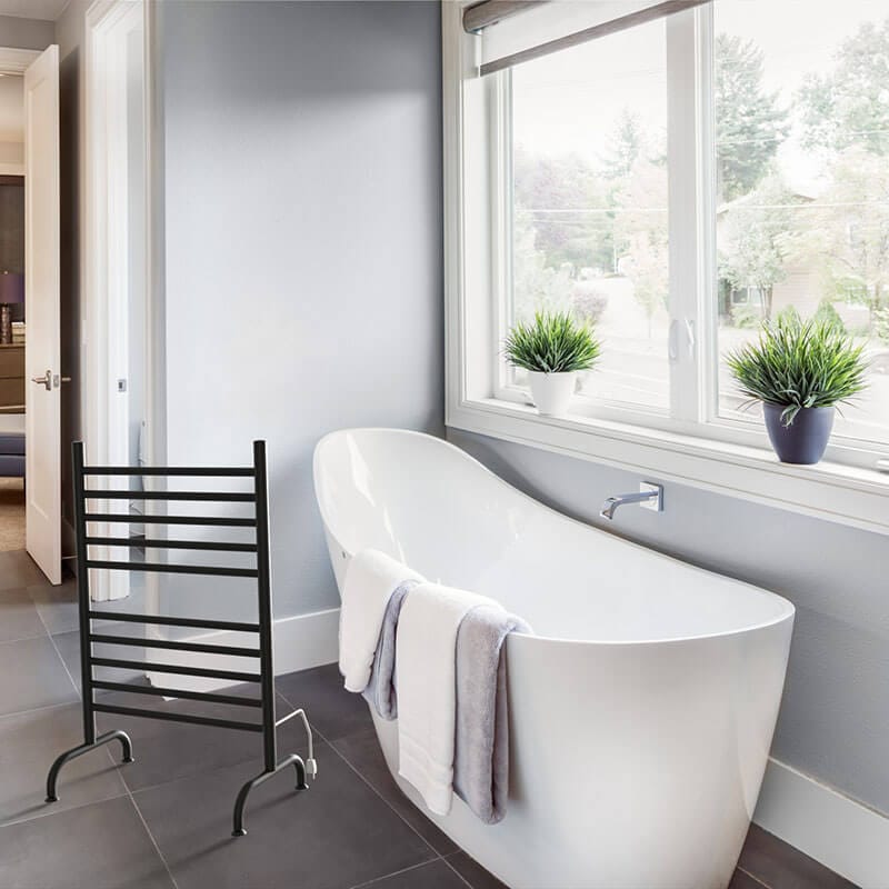 Amba Solo 24 Inch Freestanding Towel Warmer Matte Black Side View