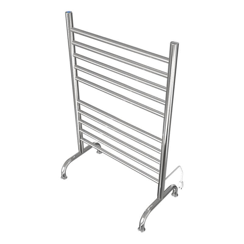 Amba Solo 24 Inch Freestanding Towel Warmer Polished Stainless Corner View