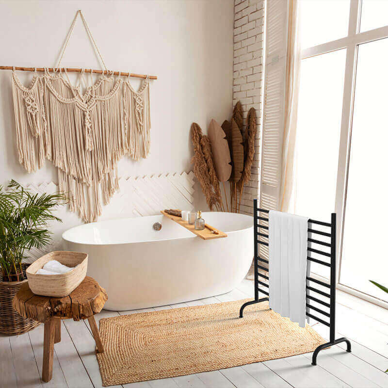 Amba Solo 33 Freestanding Towel Warmer Matte Black Side View