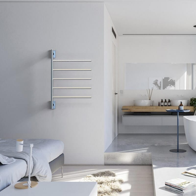 Amba Swivel Bar SB5 in Brushed Stainless Front View Lifestyle