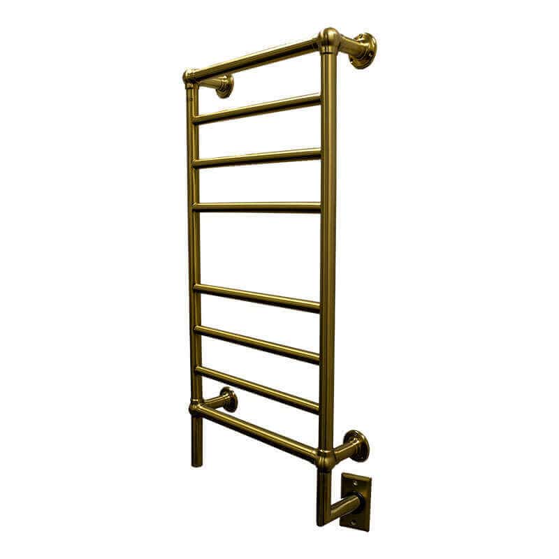 Amba Traditional Model T-2040 8 Bar Hardwired Towel Warmer Brushed Modern Brass Corner View