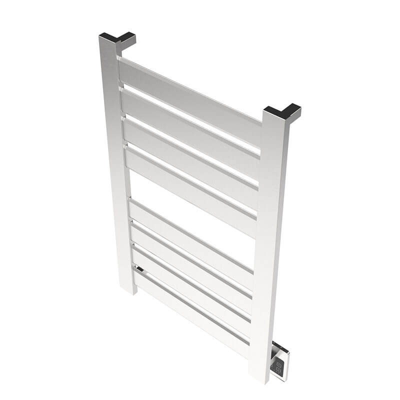 Amba Vega v2337.2 8 Panel Hardwired Towel Warmer Brushed Stainless Corner View
