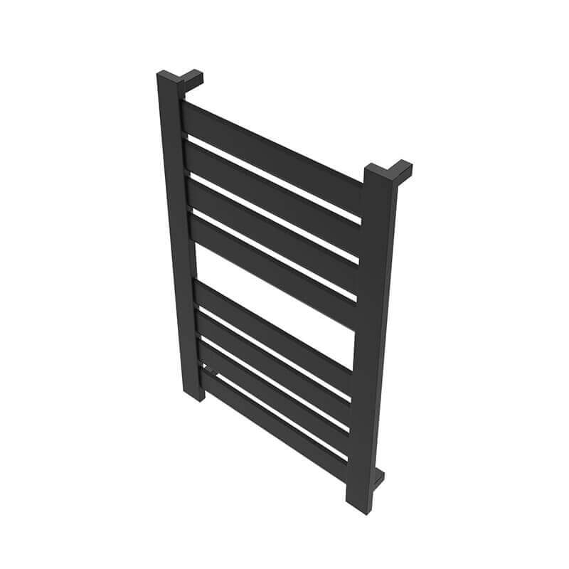 Amba Vega v2337.2 8 Panel Hardwired Towel Warmer Matte Black Corner View