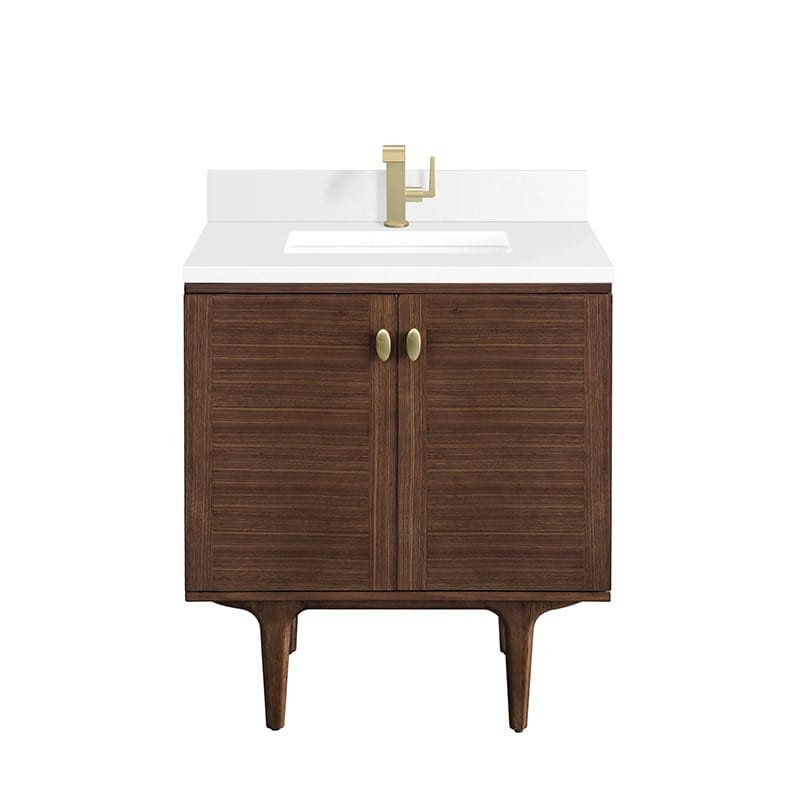 Amberly 30" Single Vanity Mid Century Walnut Front View