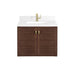 Amberly 30" Single Vanity Mid Century Walnut Single Hole Faucet White Zeus Silestone Top & Backsplash