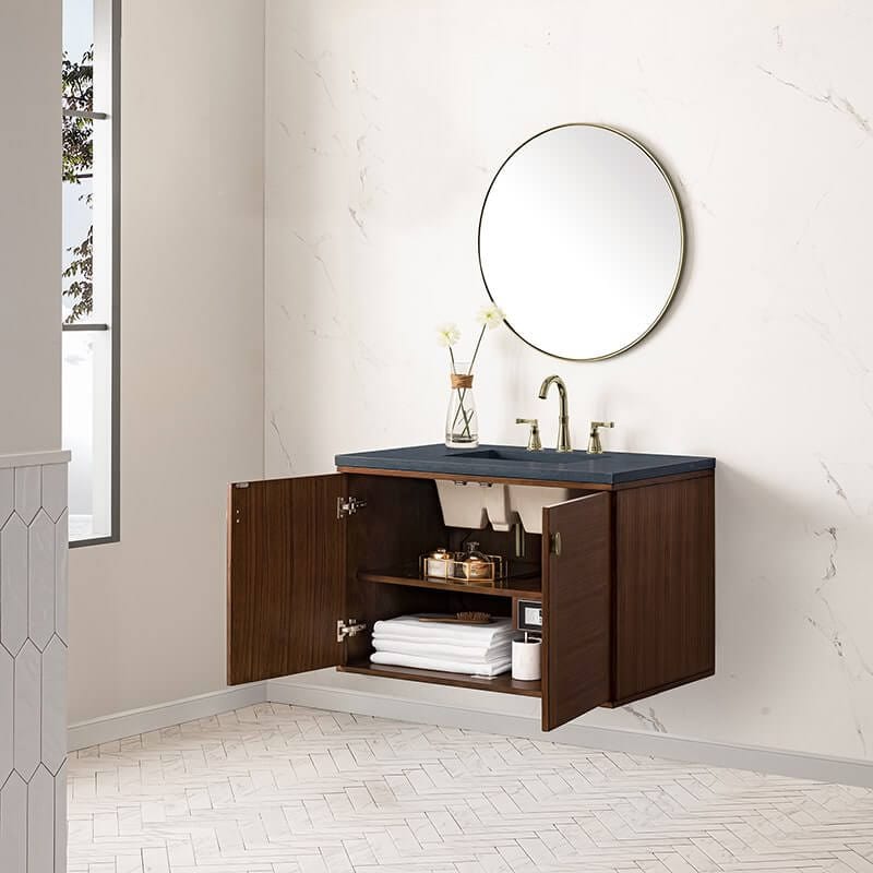 Amberly 36" Single Vanity in Mid Century Walnut Floating