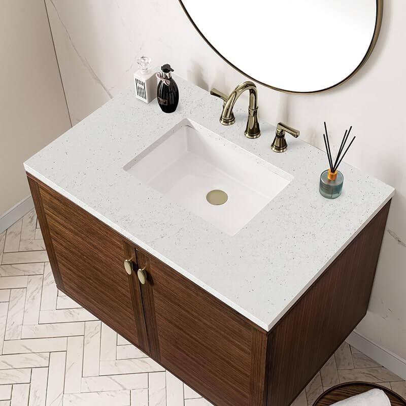 Amberly 36" Single Vanity in Mid Century Walnut With Lime Delight Top