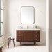 Amberly 48" Single Vanity in Mid Century Walnut With Single Hole Faucet White Zeus Top Backsplash