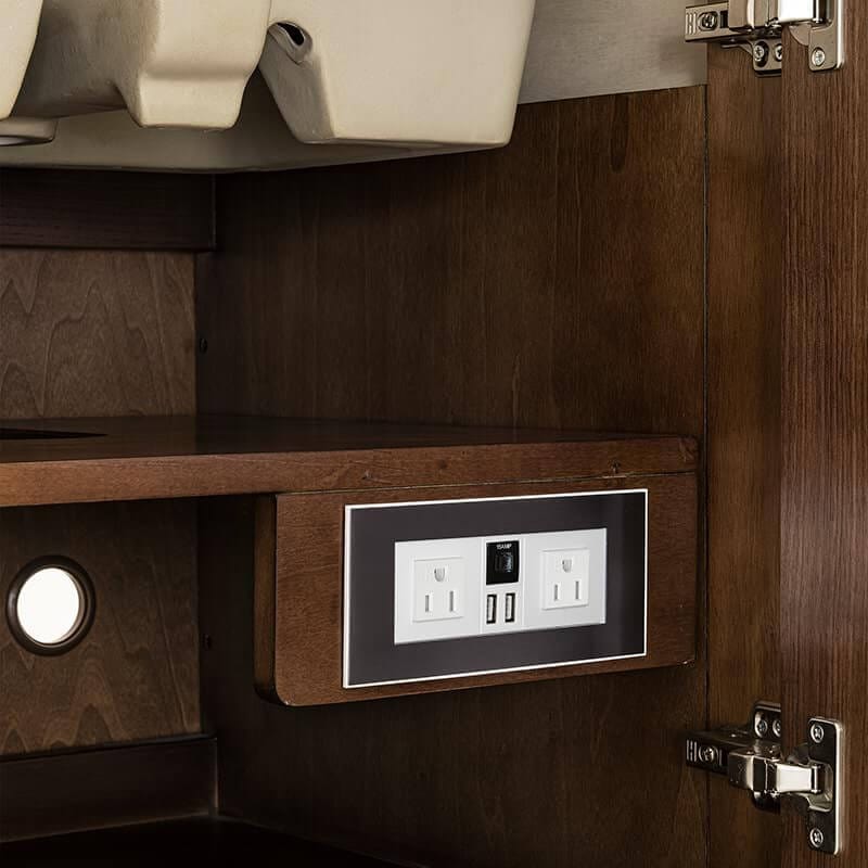 Amberly 48" Single Vanity in Mid Century Walnut With Dual Power and USB Ports