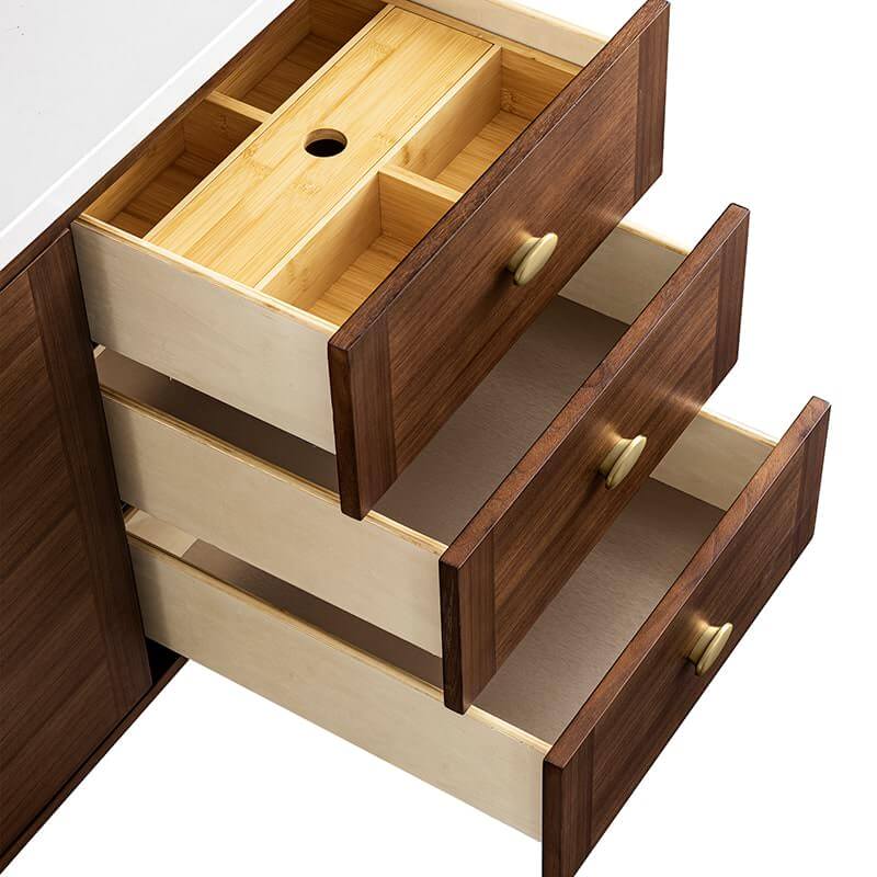 Amberly 60 Inch Single Vanity in Mid Century Walnut Drawers