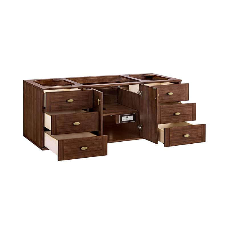 Amberly 60" Single Vanity in Mid Century Walnut Corner View Without Base
