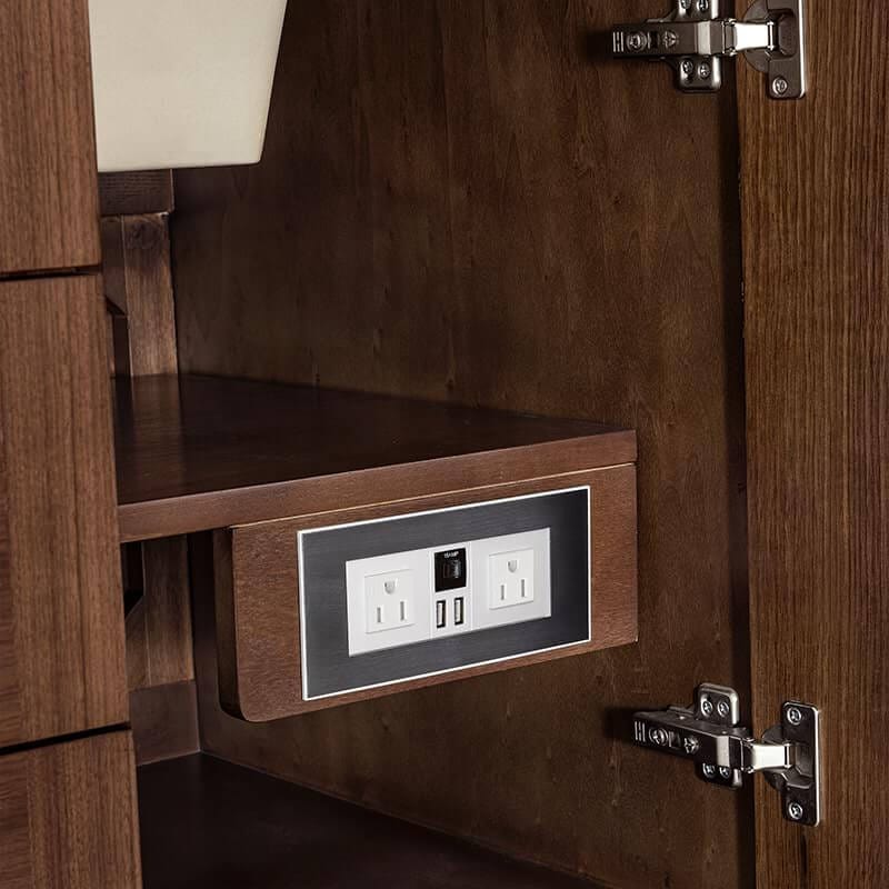 Amberly 60" Single Vanity in Mid Century Walnut With Dual Power and USB Ports