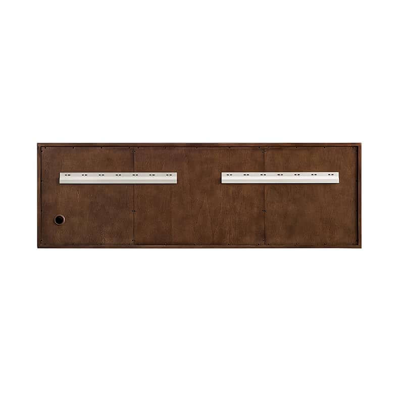 Amberly 72" Double Vanity in Mid Century Walnut Back View Without Stand