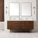 Amberly 72" Double Vanity in Mid Century Walnut With Single Hole Faucet White Zeus Top Backsplash