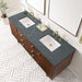 Amberly 72 Inch Double Vanity in Mid Century Walnut With Parisien Bleu Top
